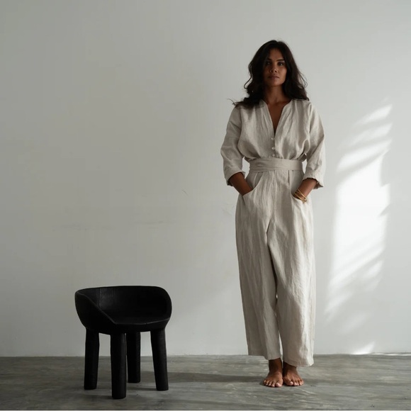 IRIS - NATURAL LINEN JUMPSUIT Avy and Co - Picture 2 of 7